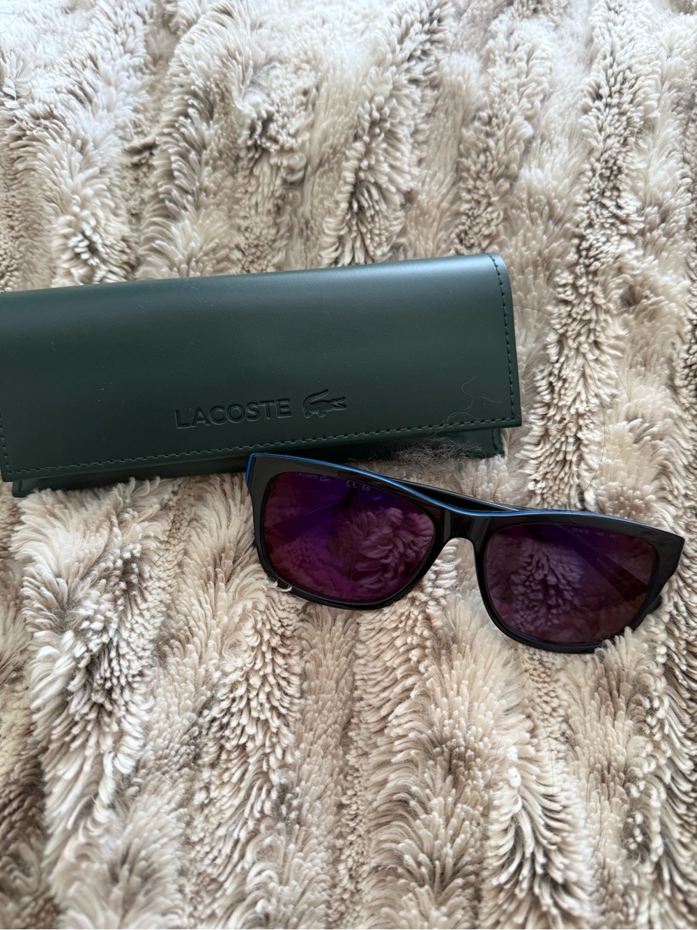 Lacoste Men’s Black Sunglasses with Purple Reflective Lenses